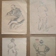 Arte: RAMÓN RIBAS RIUS ( 1903-1983) 4 APUNTES ENMARCADOS Y FIRMADOS