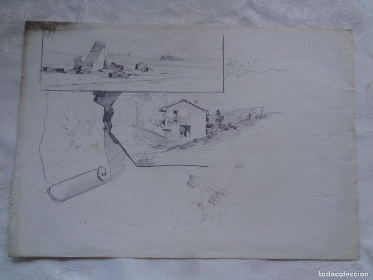 Art: CECILIO PLA (ATRIBUIDO). L&Aacute;PIZ/PAPEL. 33 X 23 Cm. ISLA DE MOURO, EN LA BAH&Iacute;A DE SANTANDER.