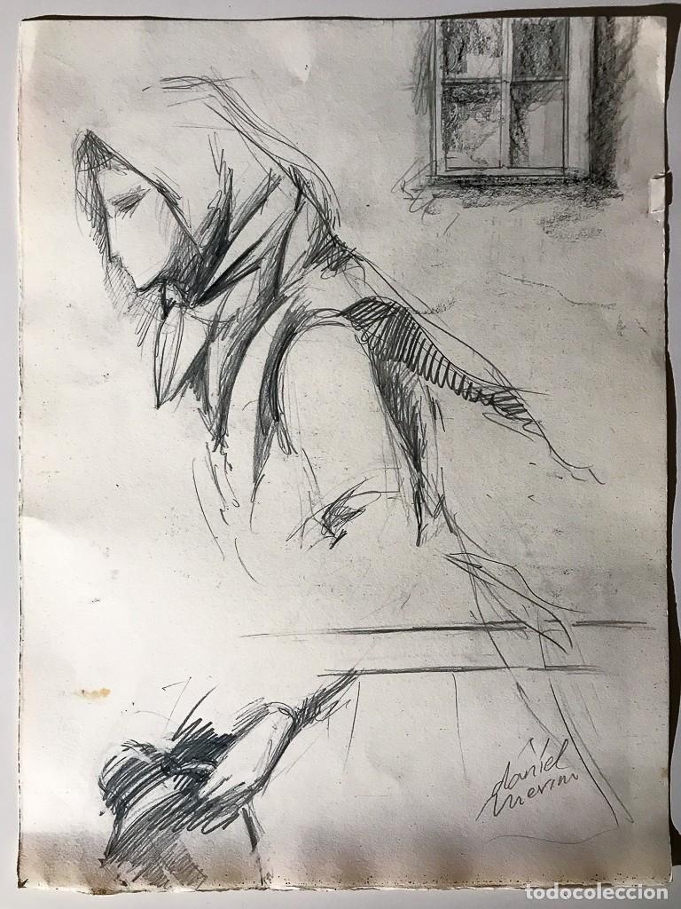 Arte: DIBUJO A LAPIZ, CON PRUEBA LITOGR&Aacute;FICA EN EL REVERSO, OBRA DE DANIEL MERINO - HOMENAJE DAMASO ALONSO