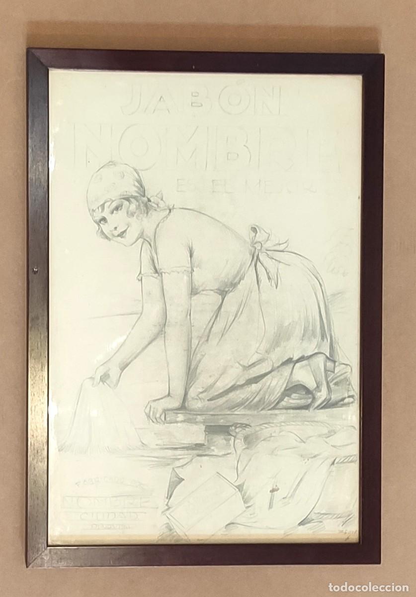Arte: Prueba de cartel publicitario de Jab&oacute;n de G&eacute;za Zcolt, de la segunda mitad del siglo XX. Firmado.
