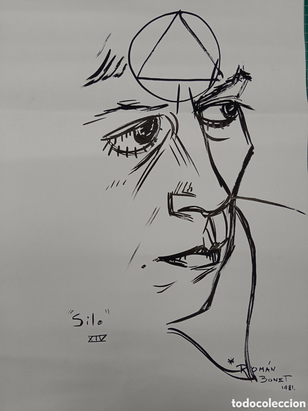 Art: Rom&aacute;n Bonet dibujo a tinta sobre papel basik guarro, firmado 1981 &rdquo; silo XlV&rdquo;