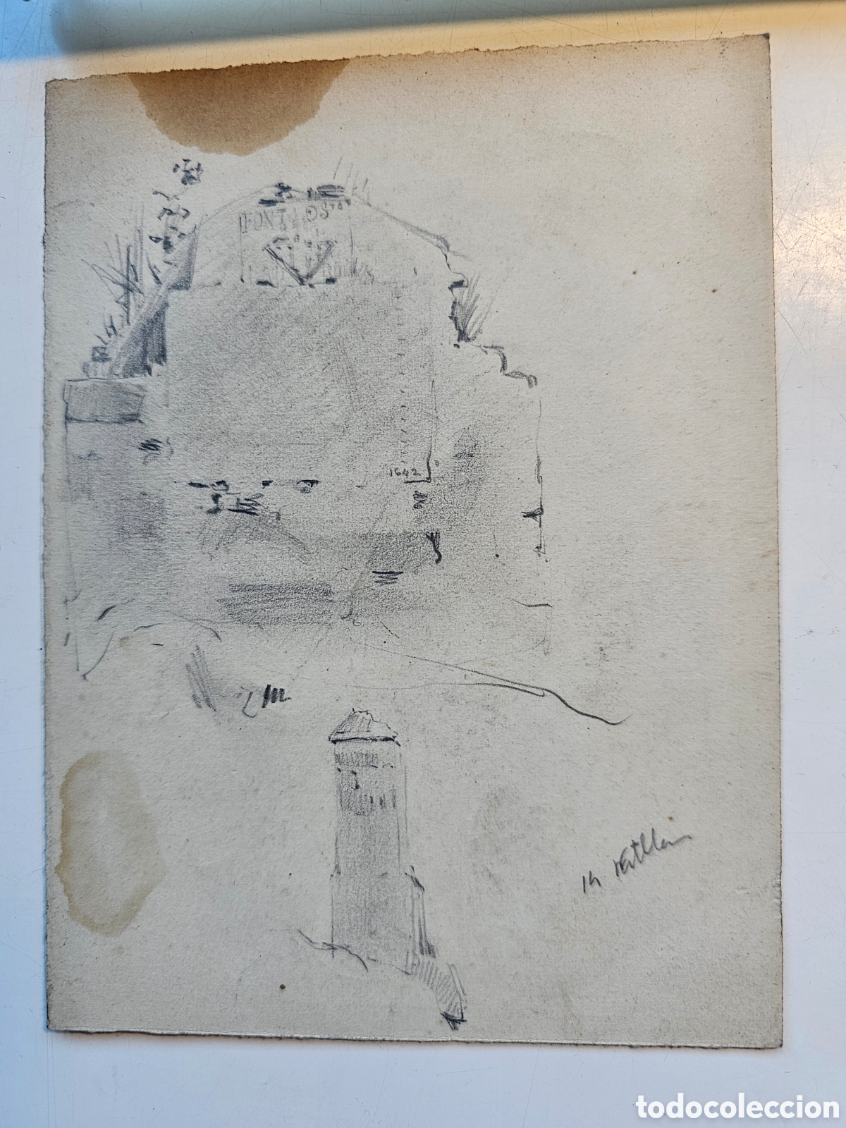 Arte: Boceto a l&aacute;piz de 1914 ? Catll&agrave;? - Foto 4