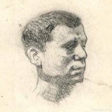 Arte: LLUÍS MARTÍ GRAS (1887-1961) - DIBUJO CARBÓN - RETRATO HOMBRE - C. 1896 - 21X14 CM - CATALOGADA / 81