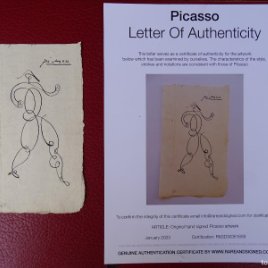 Pablo Picasso, atribuido, dibujo firmado a mano