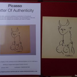 Pablo Picasso, atribuido, dibujo firmado a mano