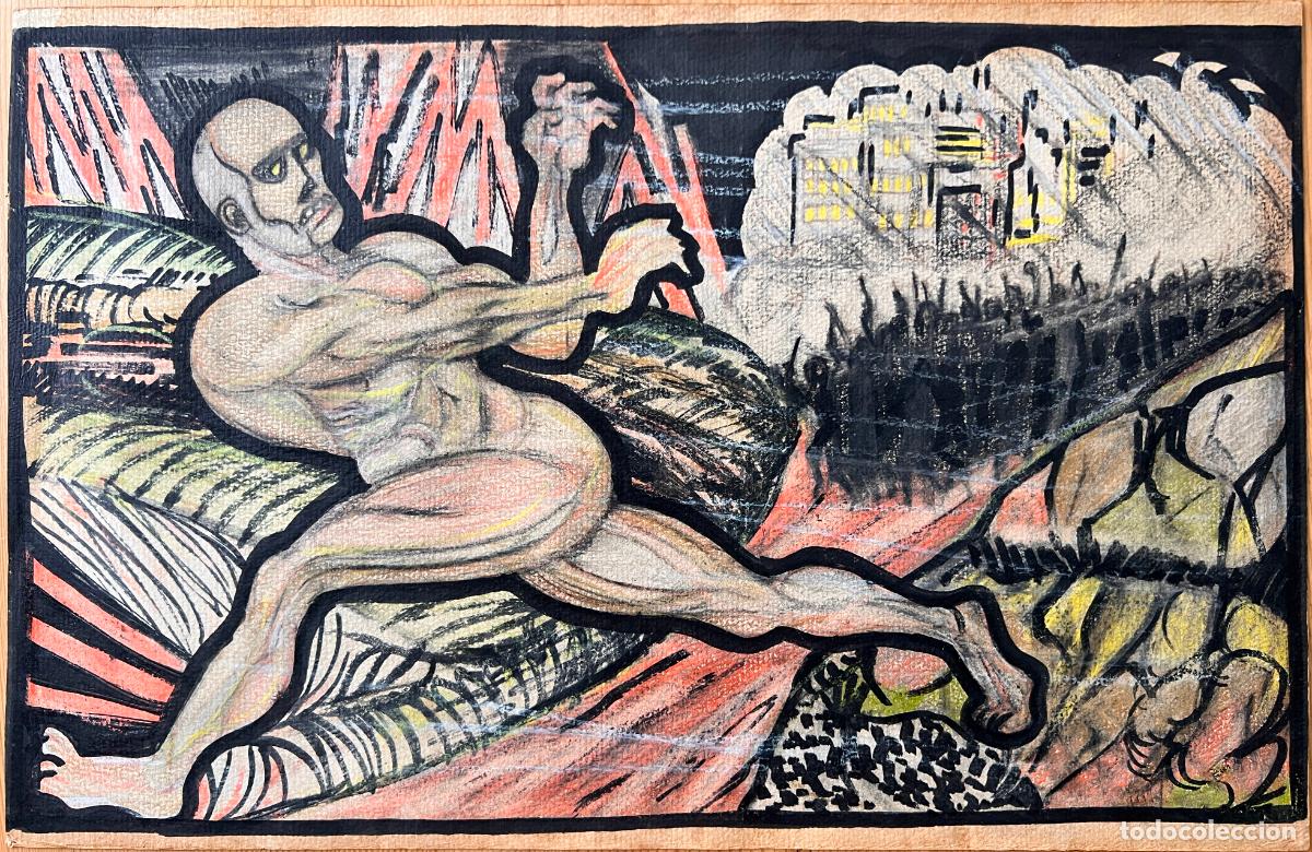 Art: Dibujo t&eacute;cnica mixta sobre papel , 1950 aproximadamente , sin firmar , expresionismo Alem&aacute;n