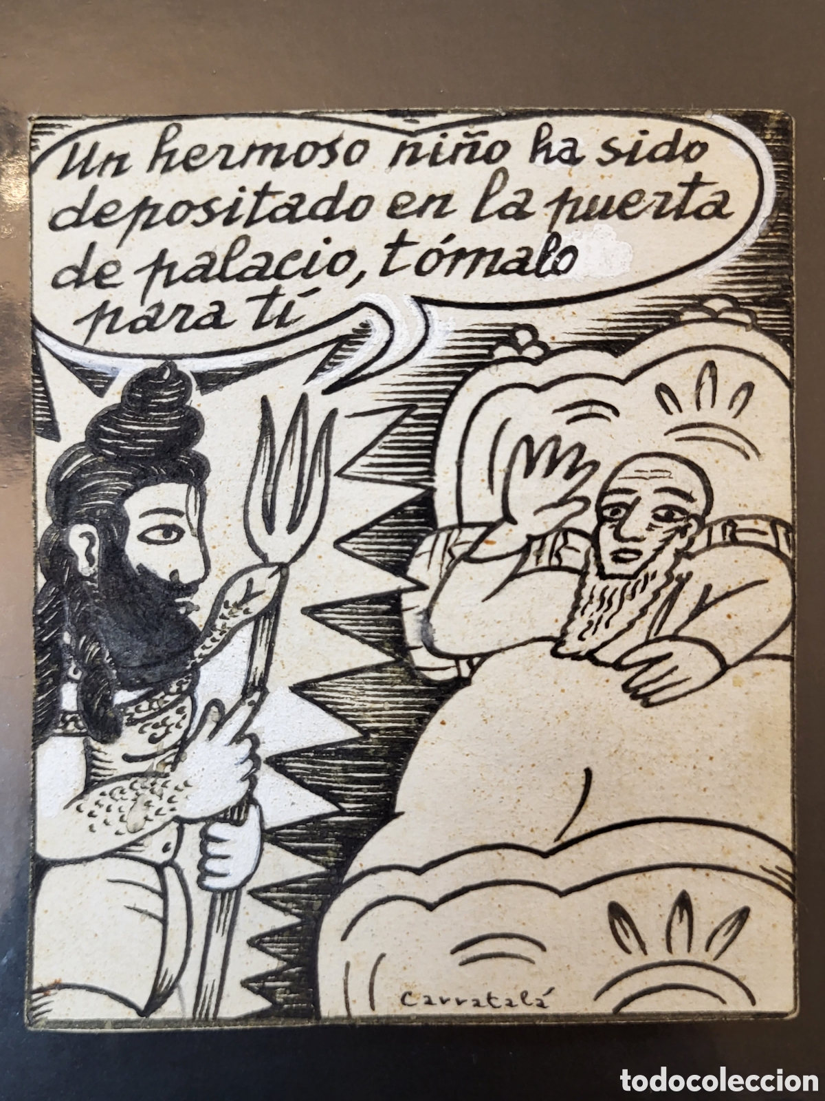 Arte: ERNESTO CARRATAL&Aacute;. DIBUJANTE VIBORA. VI&Ntilde;ETA ORIGINAL A TINTA. 9,5 X 8 CM. FIRMADA