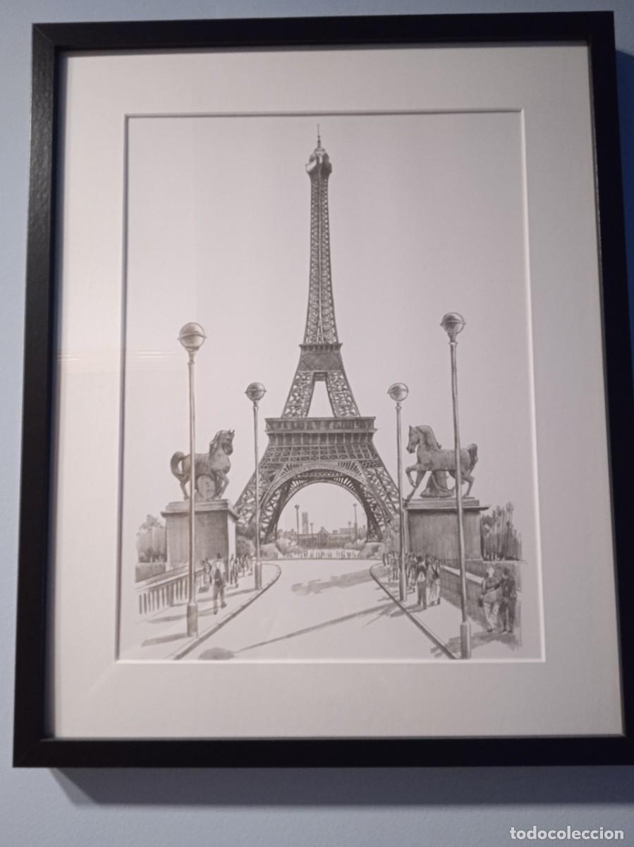Arte: Cuadro de la Torre Eiffel realizado, a carboncillo - Foto 1