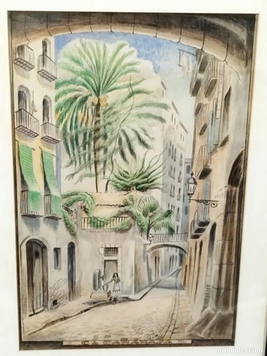 Art: CUADRO - PINTURA REALIZADA A MANO - ZONA BARRIO BORN DE BARCELONA - CALLE CARABASSA -FIRMA BARTA -