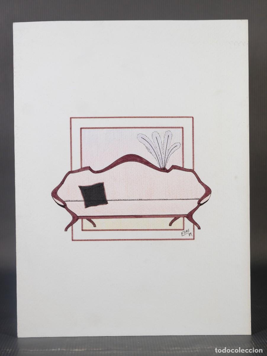 Arte: Dibujo sof&aacute; firmado por Eche y fechado en 1989