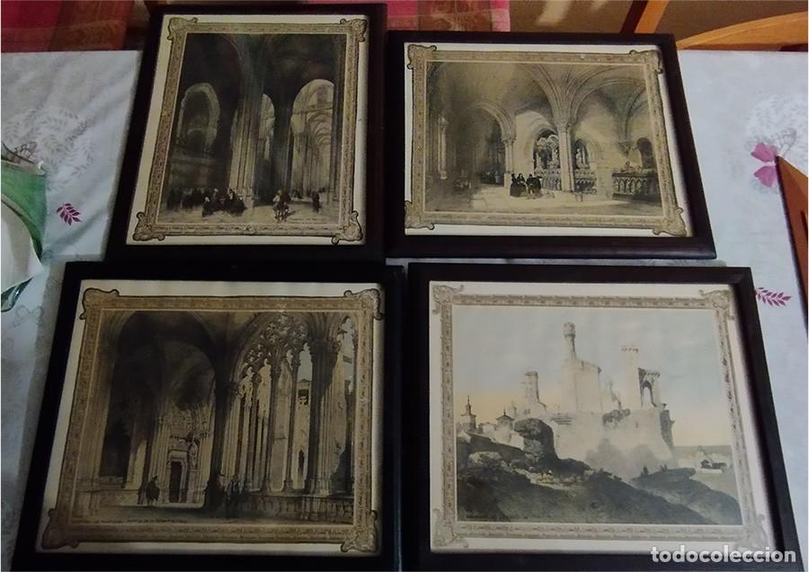 Arte: 4 ANTIGUOS CUADRO LAMINAS/GRABADOS MONUMENTOS ANTIGUOS MIDEN 38/32,50 CM
