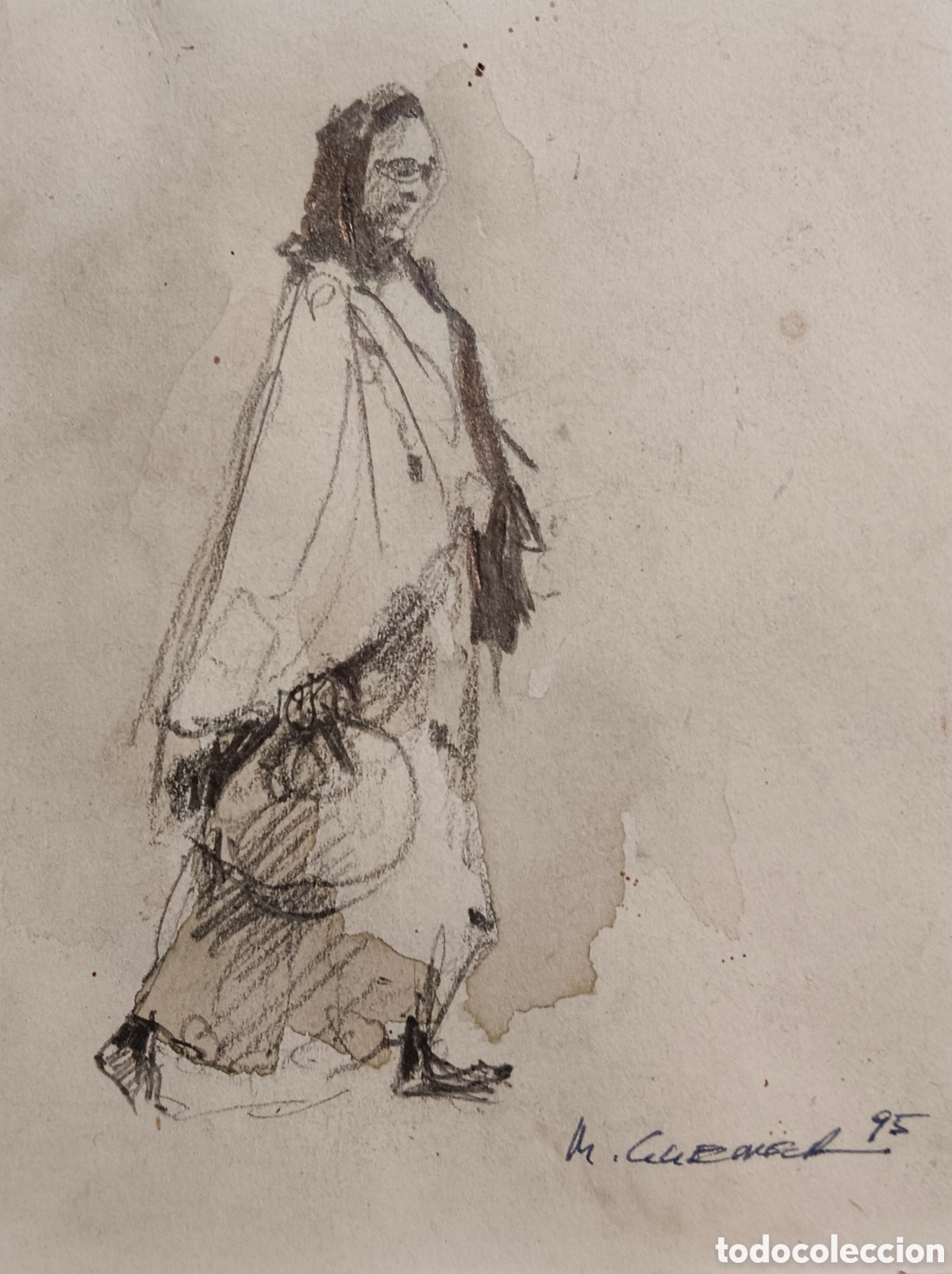 Kunst: M.Cabanes Dibujo acuarela, firmado 95'