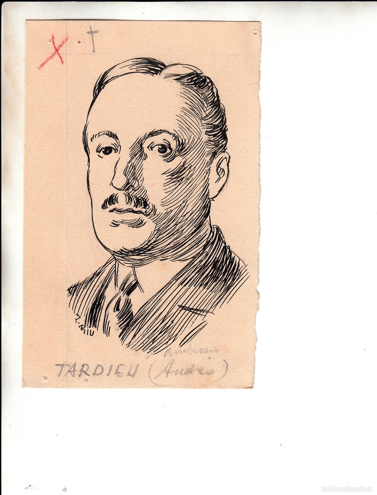 Arte: PEDRO RIU RETRATO ORIGINAL TINTA Andr&eacute; Pierre Gabriel Am&eacute;d&eacute;e Tardieu FRANCI PUBLICADO SOPENA a&ntilde;os 40