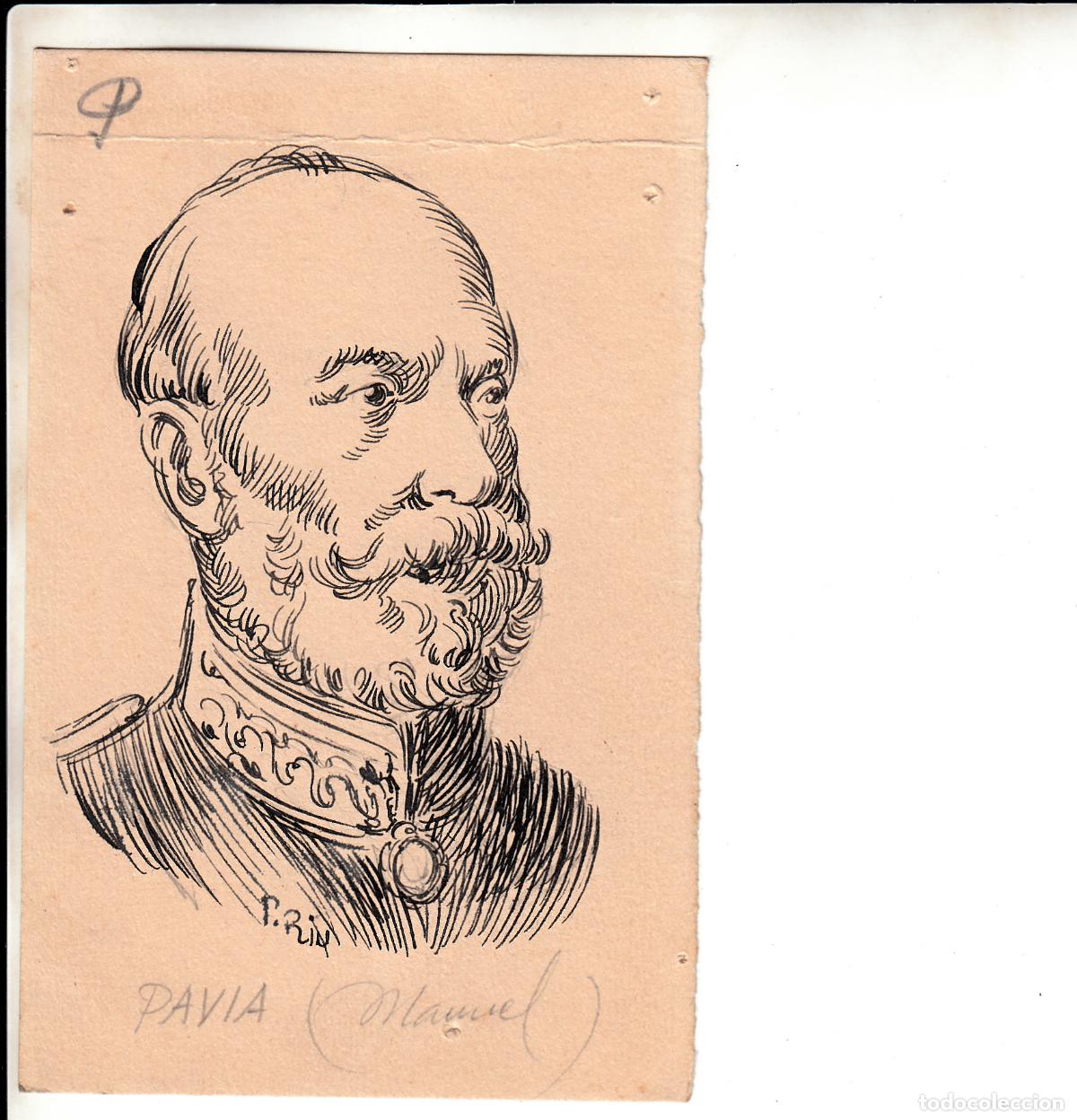 Arte: PEDRO RIU RETRATO TINTA GENERAL Manuel Pav&iacute;a y Rodr&iacute;guez de Alburquerque PUBLICADO SOPENA A&ntilde;os 40