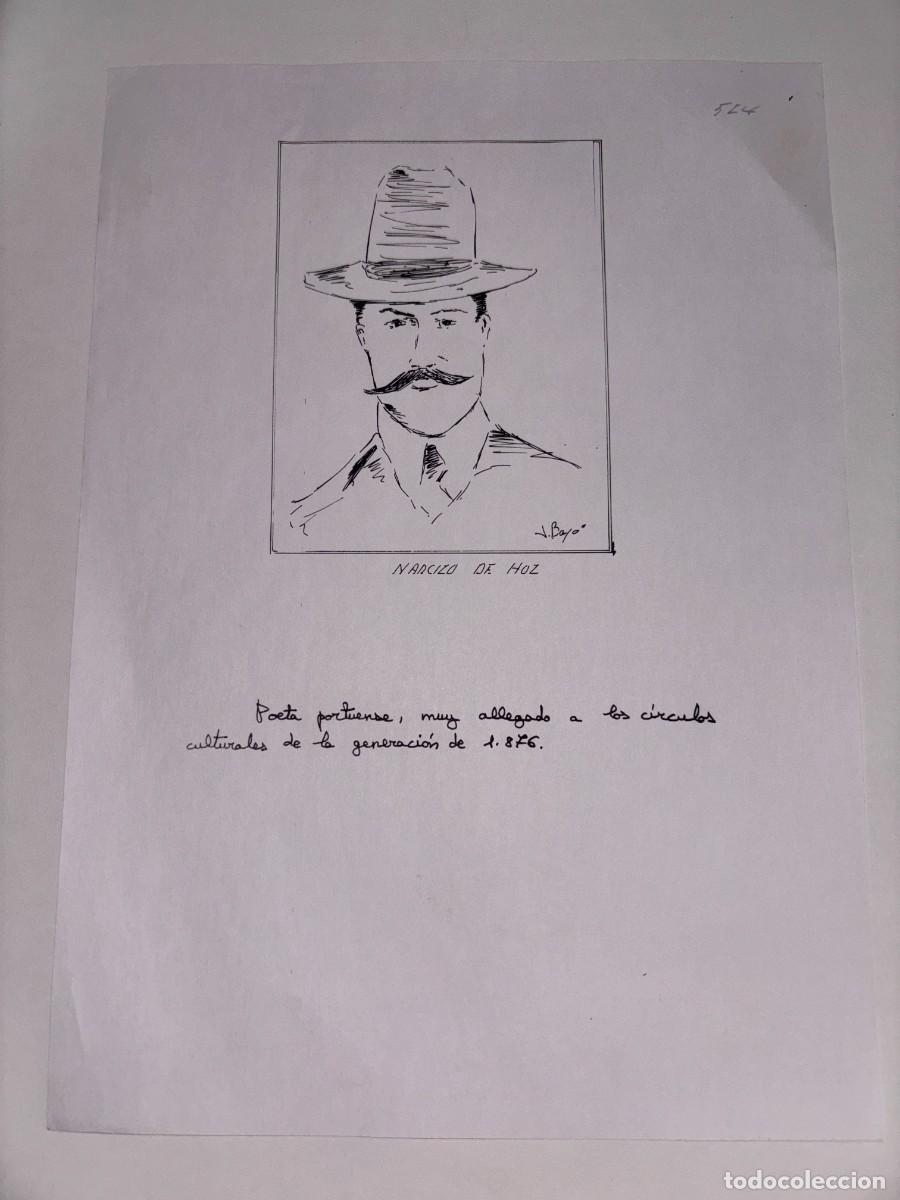 Art: RETRATO A MANO DE NARCIZO DE HOZ, POETA PORTUENSE DE LA GENERACION DE 1876, POR BAYO MU&Ntilde;IZ