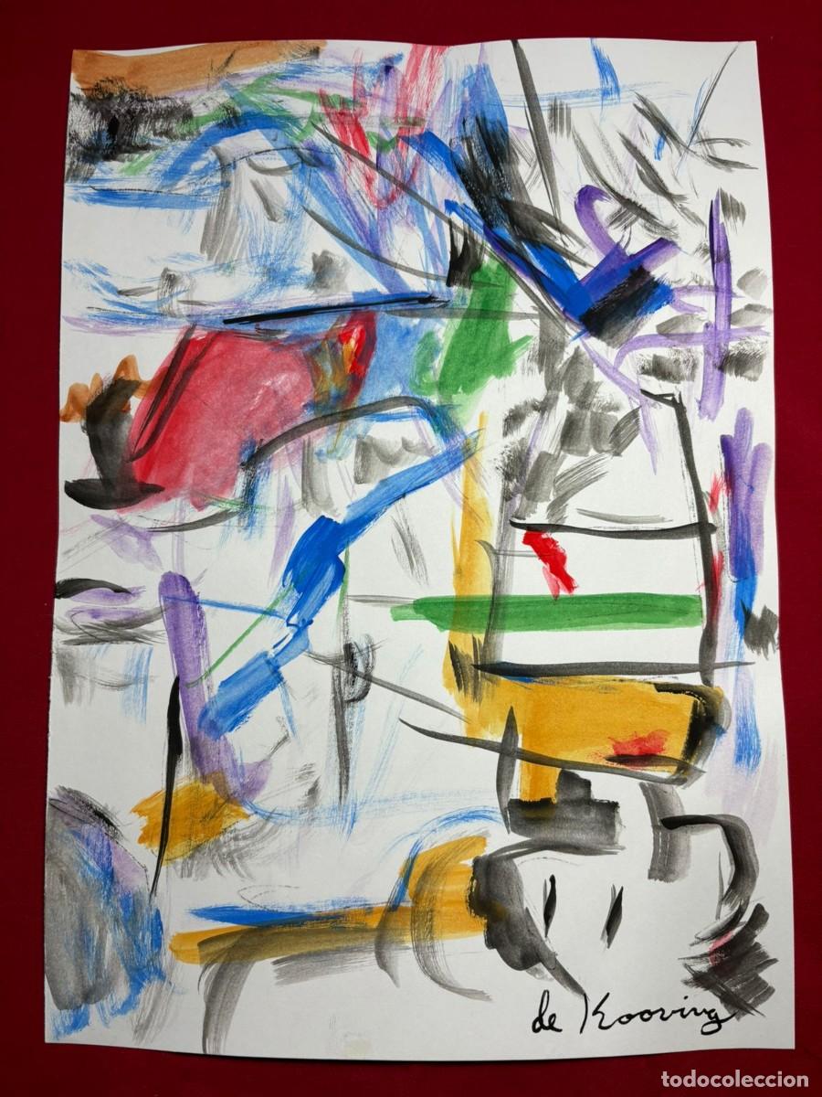 Art: Willem de Kooning sobre papel antiguo sellado y timbrado(hecho a mano ) arte vtg--- replica