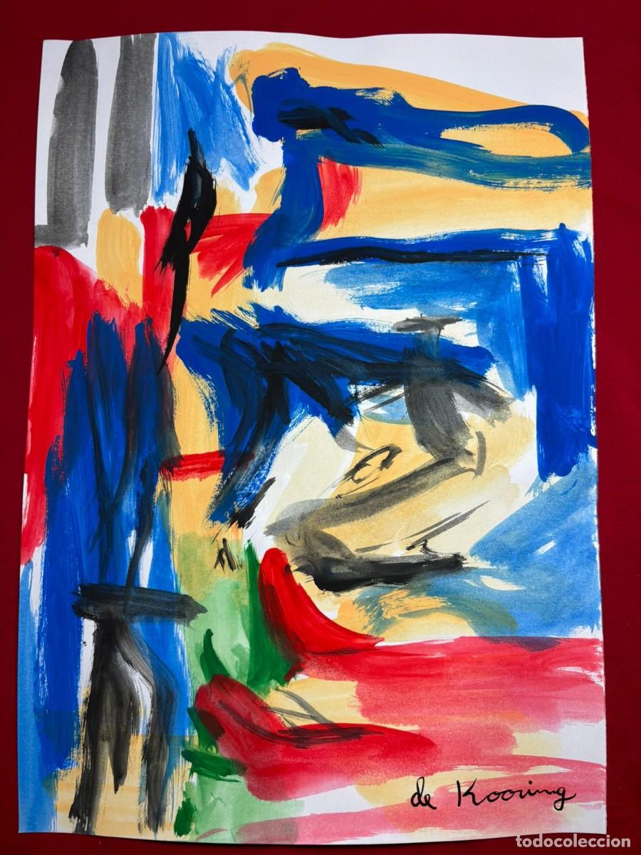 Art: Willem de Kooning sobre papel antiguo sellado y timbrado(hecho a mano ) arte vtg --- replica