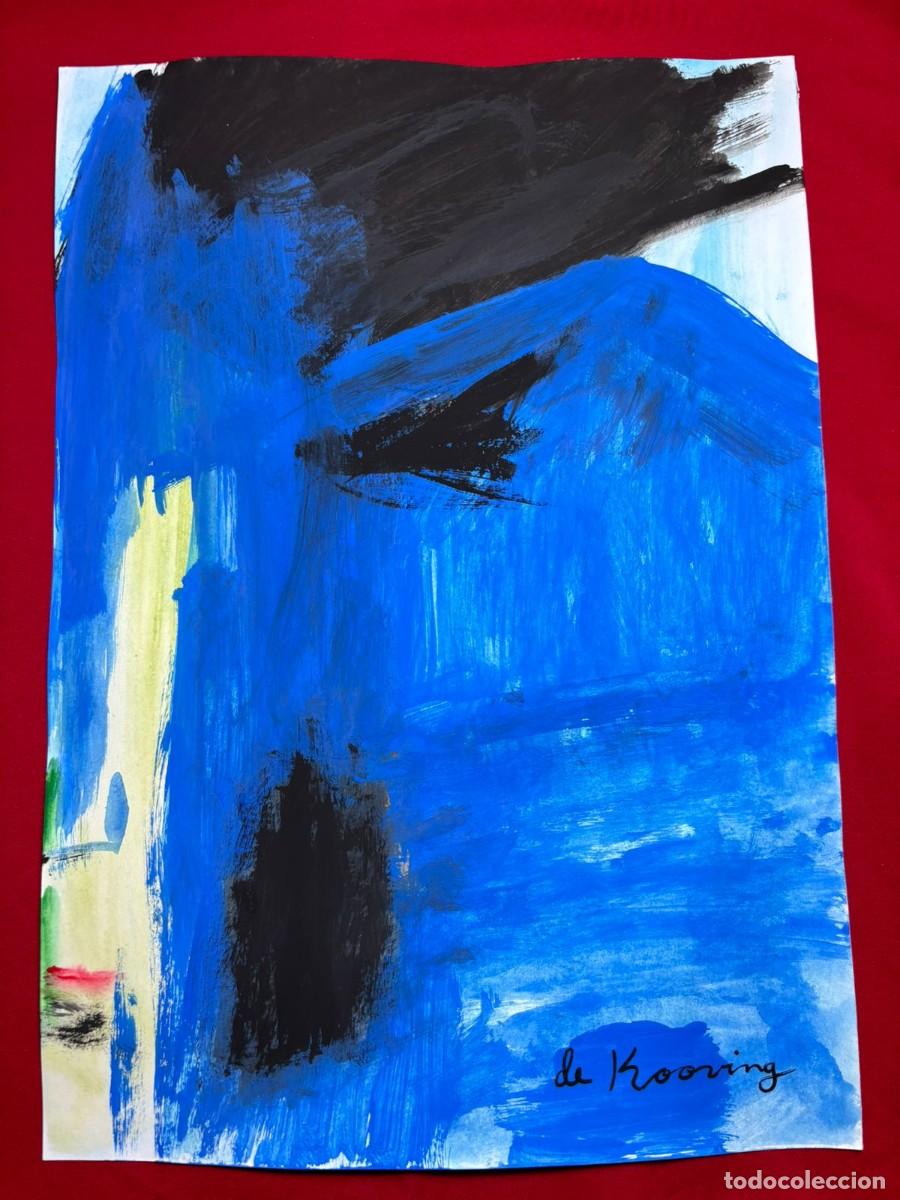 Art: Willem de Kooning sobre papel antiguo sellado y timbrado(hecho a mano ) arte vtg--- replica