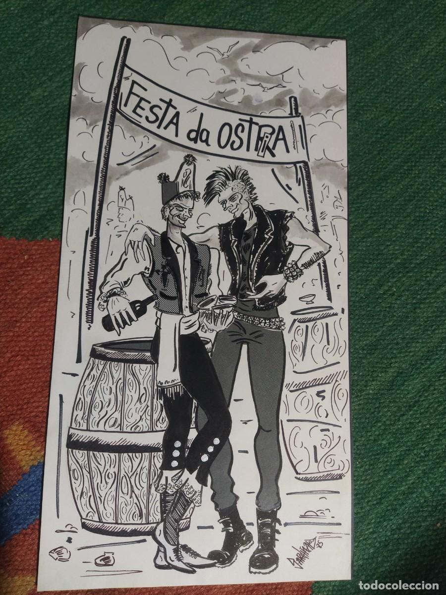 Art: Festa da Ostra ..Pedro Sardi&ntilde;a - 1&deg; maqueta /Boceto original . in&eacute;dito de 1985 .firmado 20.x 38 cm