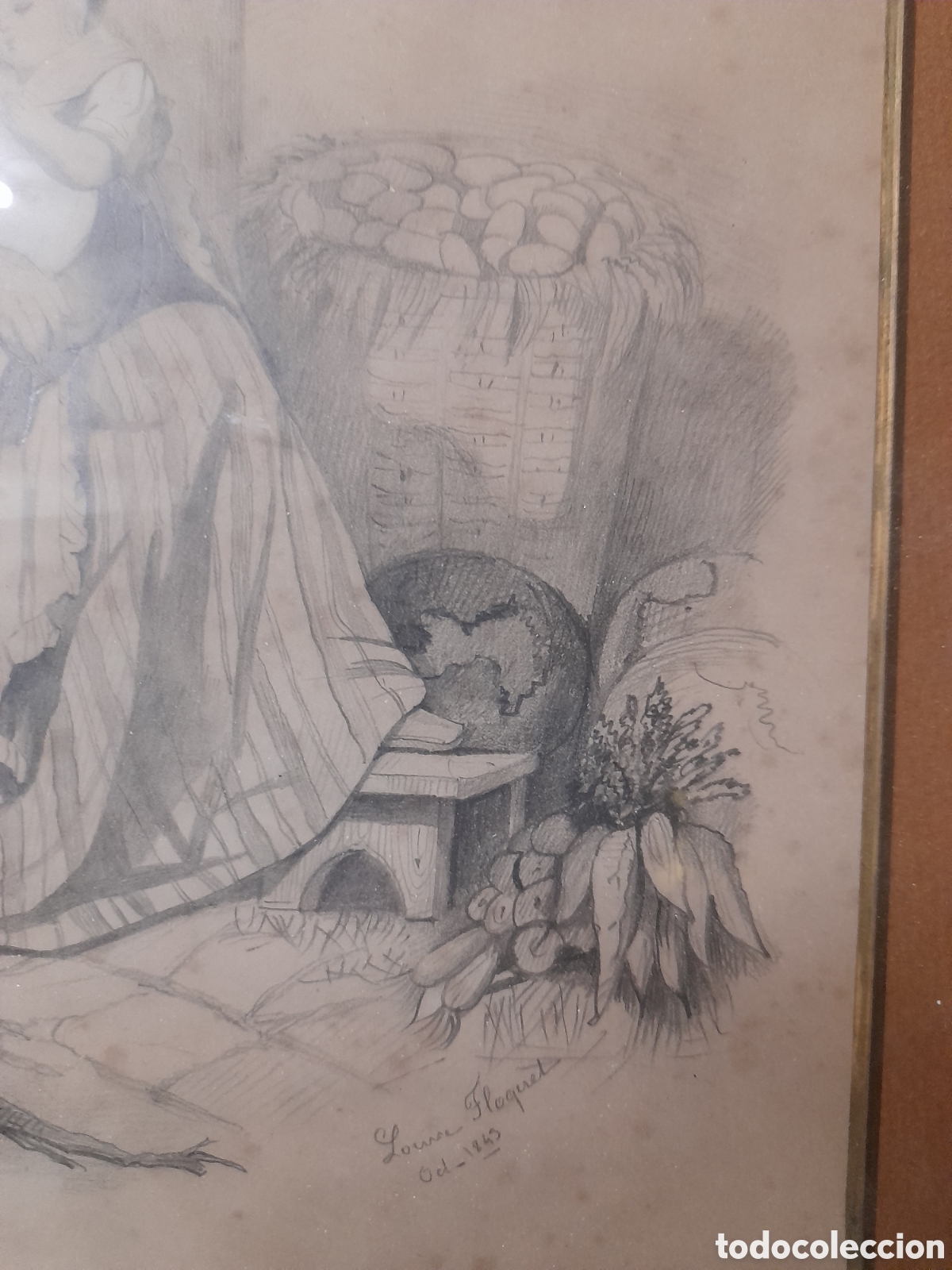 Arte: Cuadro a l&aacute;piz firmado 1843 - Foto 4