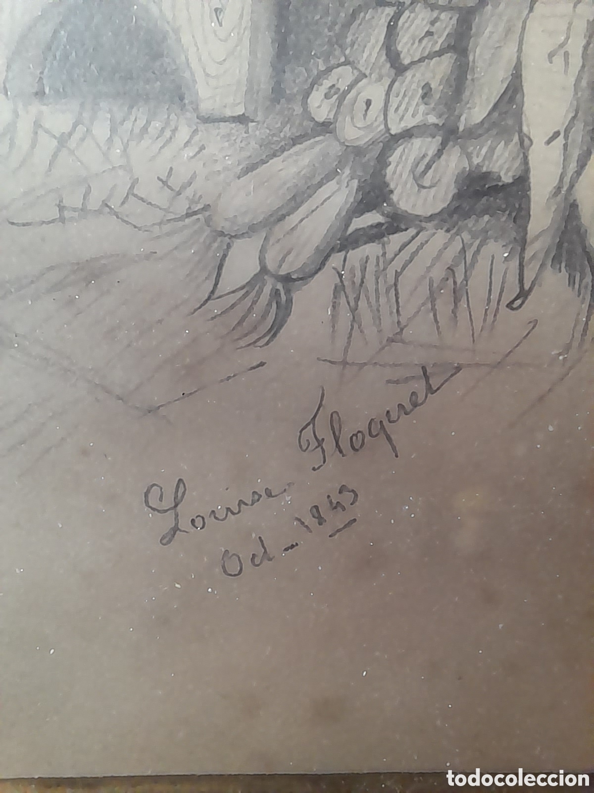Arte: Cuadro a l&aacute;piz firmado 1843 - Foto 6