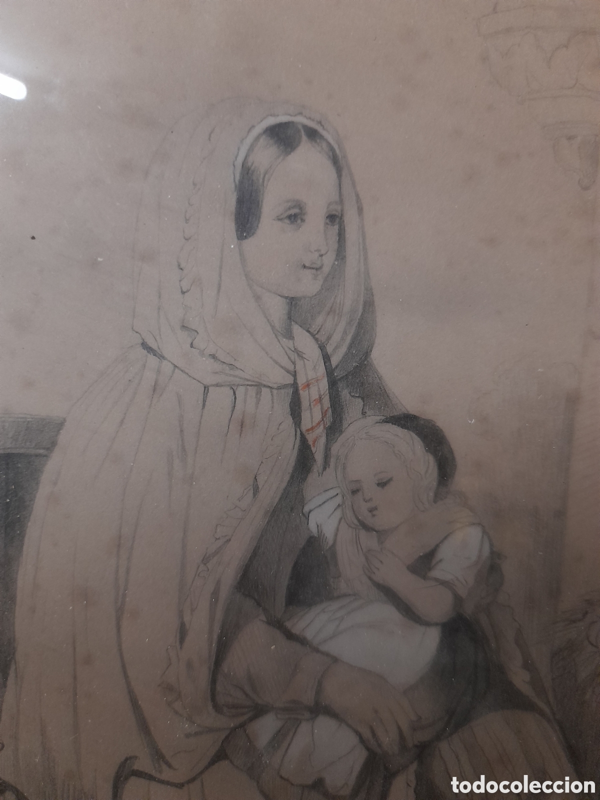 Arte: Cuadro a l&aacute;piz firmado 1843 - Foto 7