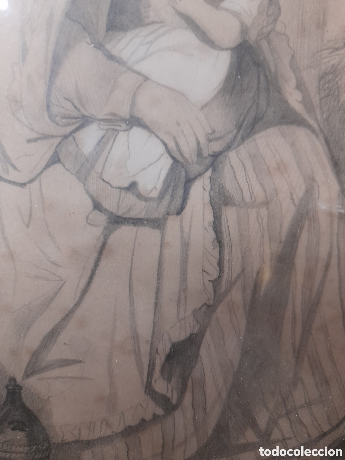 Arte: Cuadro a l&aacute;piz firmado 1843 - Foto 8