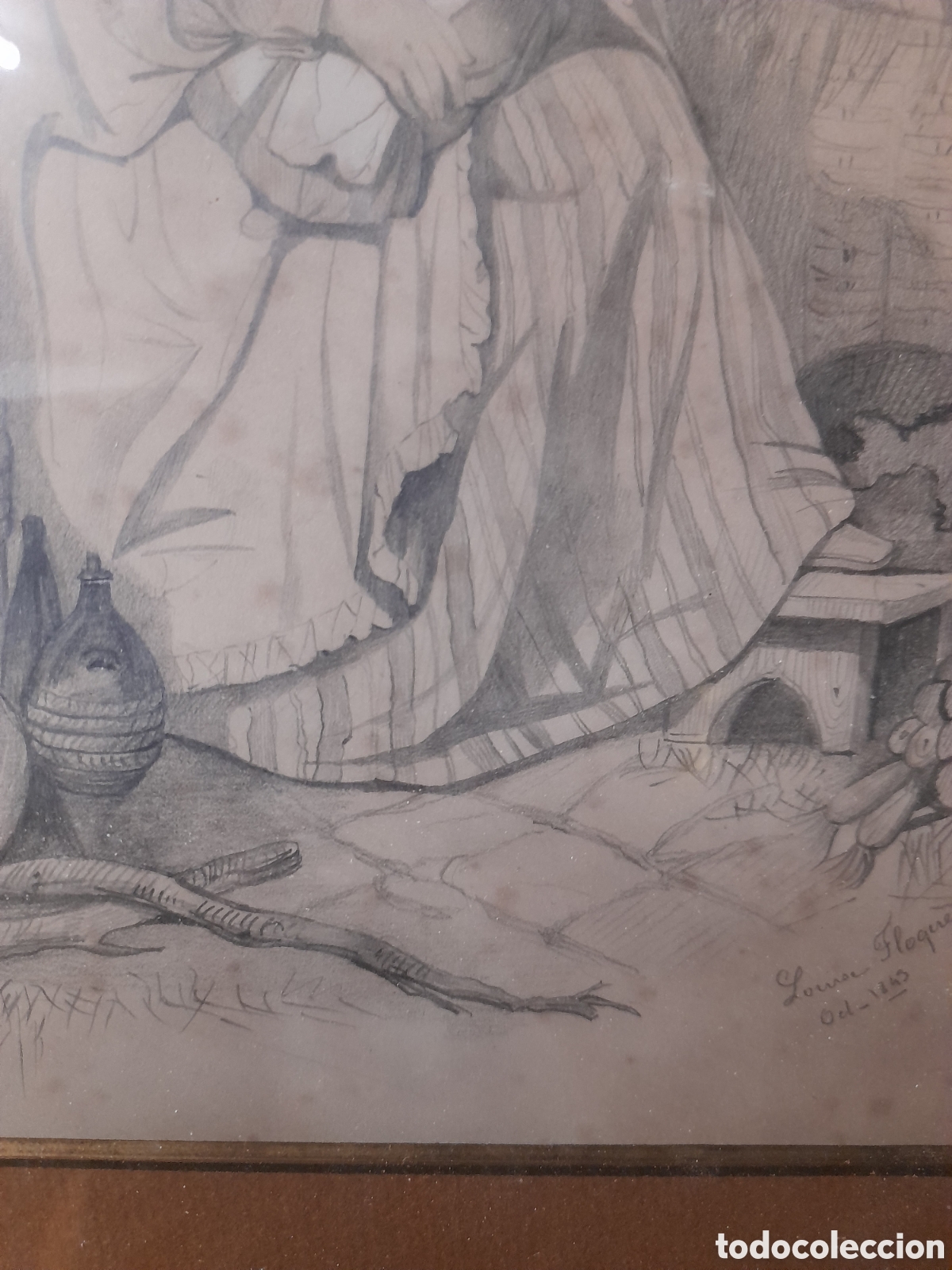 Arte: Cuadro a l&aacute;piz firmado 1843 - Foto 10