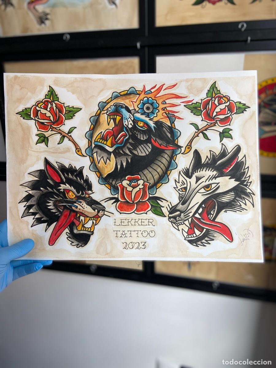 Arte: Lobos tattoo flash A3 - Javi Cuadrado (1986) - Foto 1