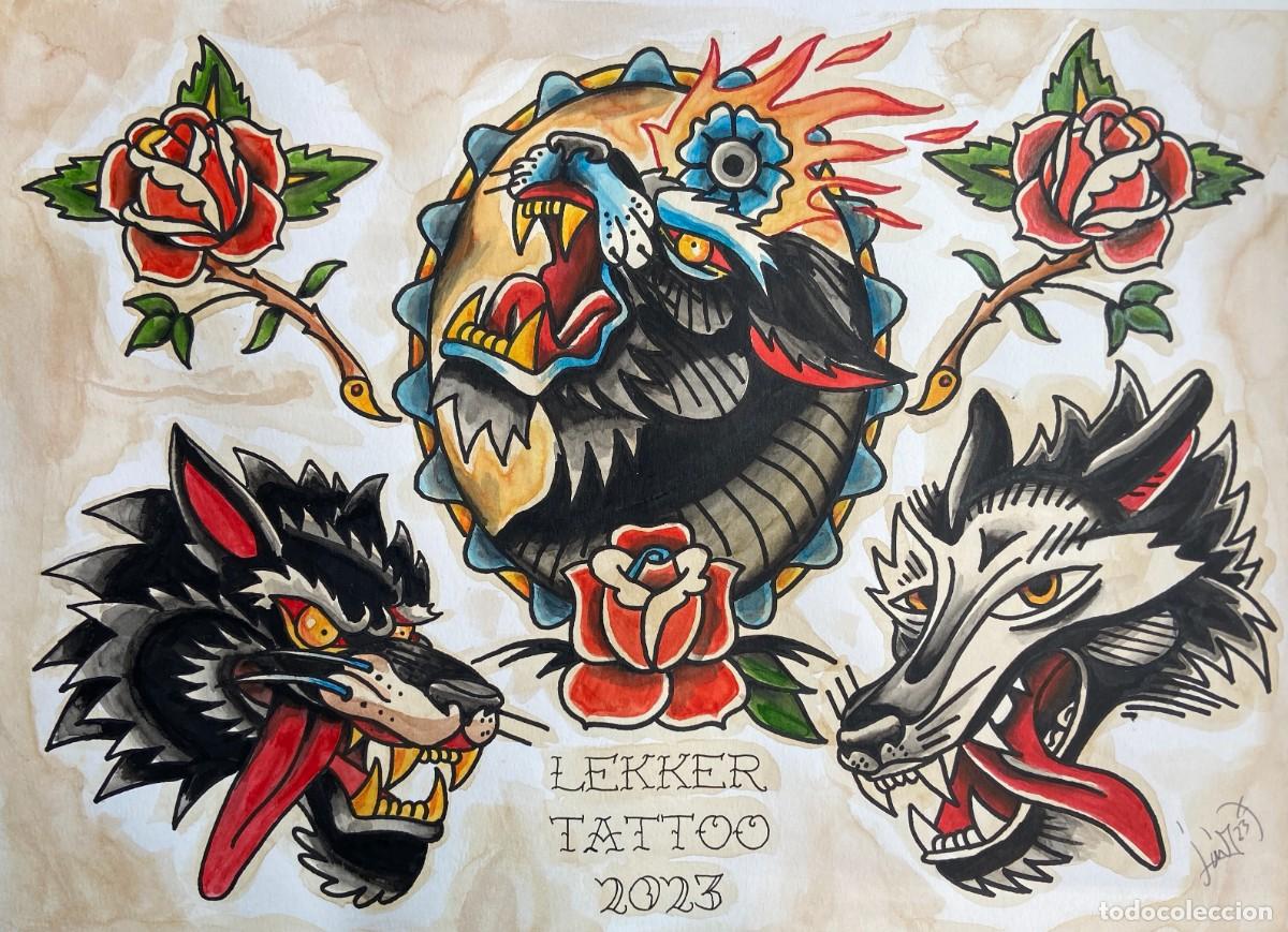 Arte: Lobos tattoo flash A3 - Javi Cuadrado (1986) - Foto 3