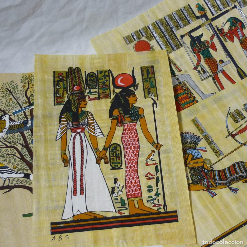Arte: 4 dibujos sobre papiro Egipto - Foto 1