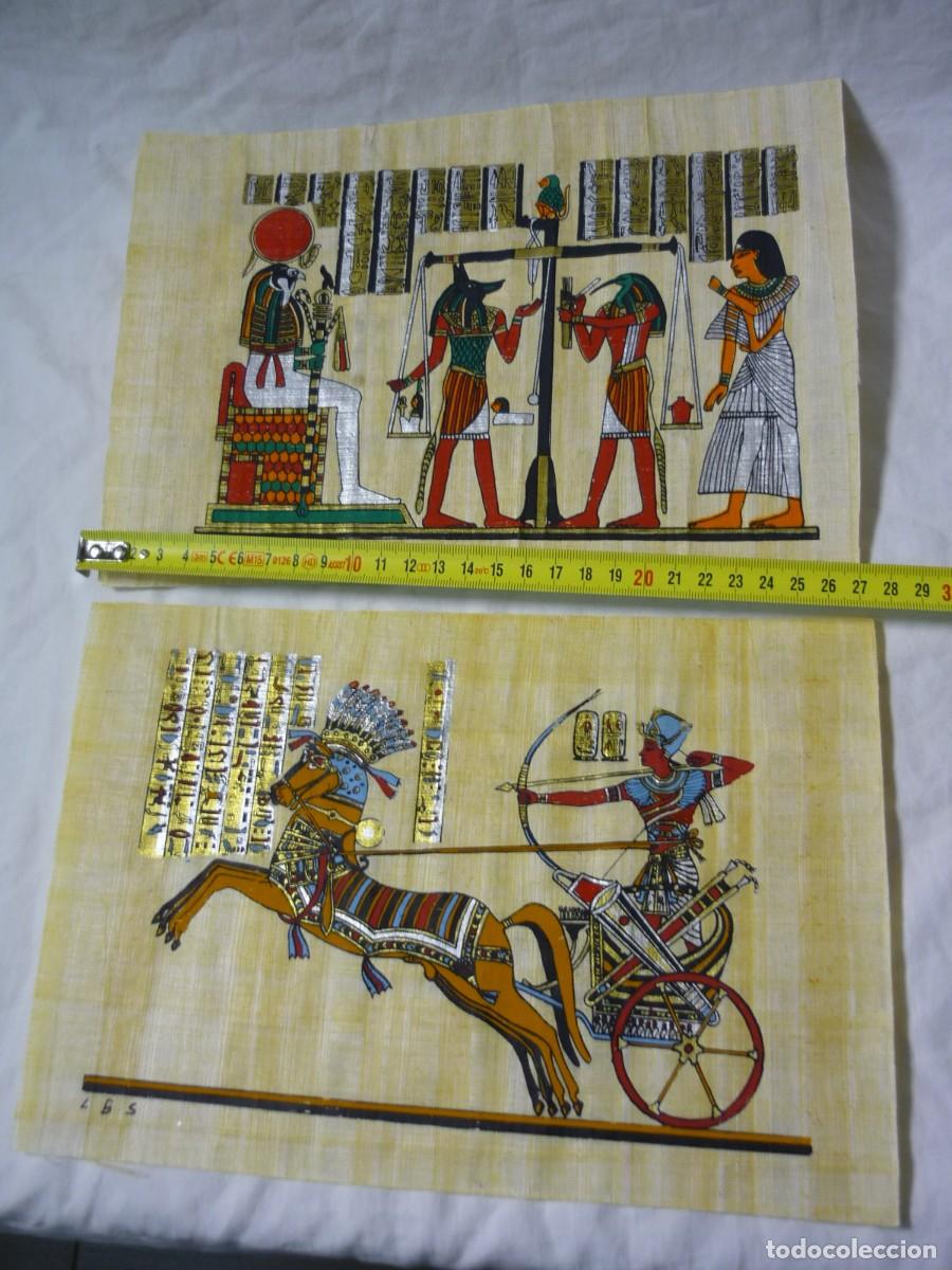 Arte: 4 dibujos sobre papiro Egipto - Foto 2