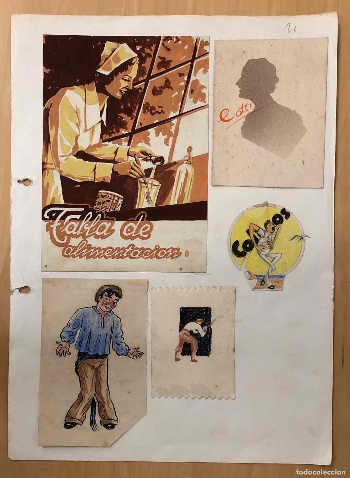 Art: LOTE DE 11 DIBUJOS CARBONCILLO, LAPIZ COLOR Y GOUACHE UTILIZADOS PARA FINES PUBLICITARIOS. C. 1930