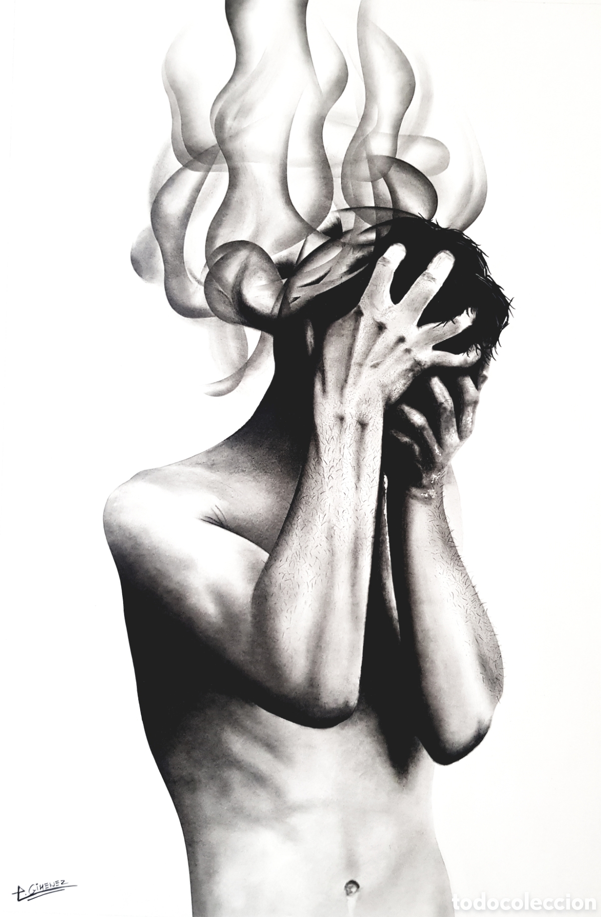 Art: Dibujo de carboncillo sobre papel &rdquo;PENSAMENTS&rdquo;