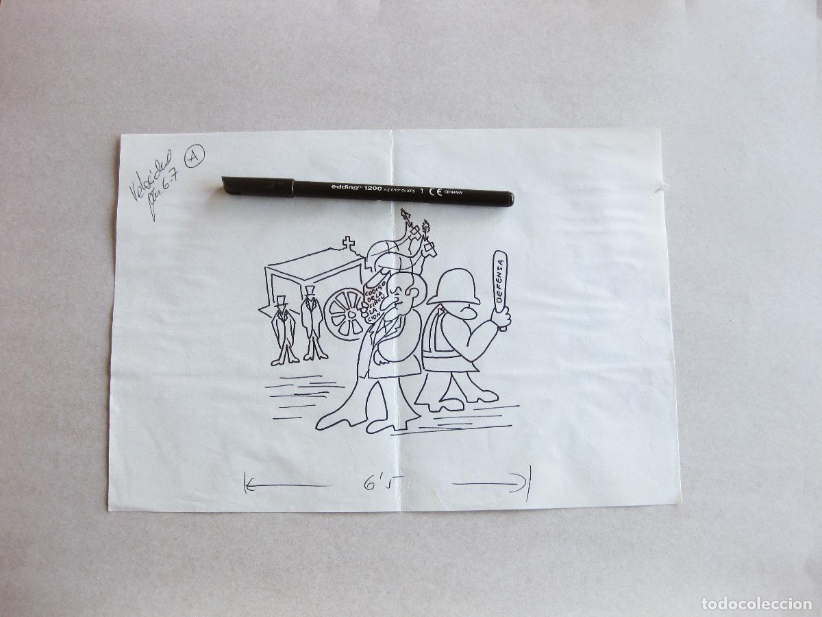 Art: DIBUJO ORIGINAL DE UN DUELO C&Oacute;N LAS GRUAS DEL AYUNTAMIENTO. VI&Ntilde;ETA DE HUMOR GR&Aacute;FICO DE PRENSA. 1974