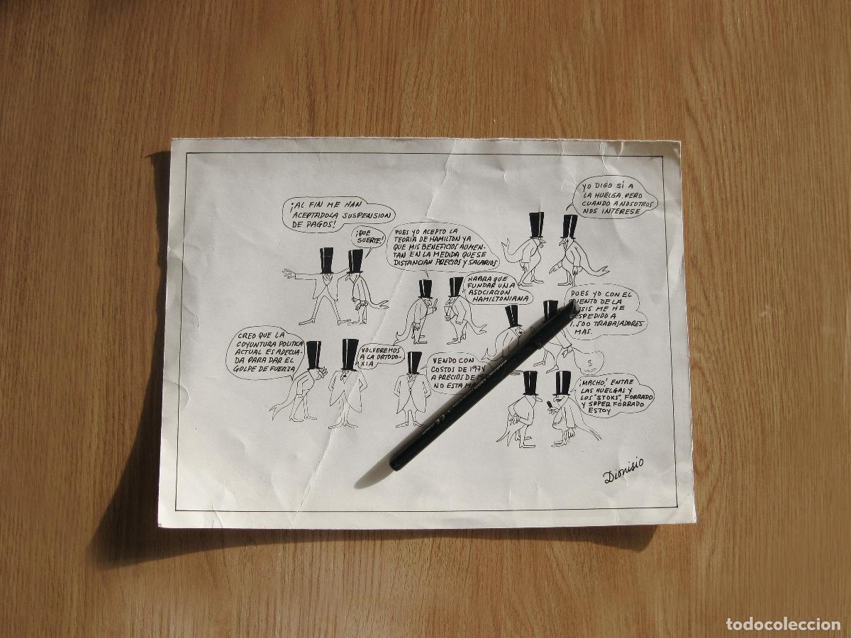 Arte: DIBUJO C&Oacute;MICO POL&Iacute;TICO DEL ILUSTRADOR DIONISIO DE 1975. GANANCIAS DE EMPRESARIOS. HUMOR GR&Aacute;FICO