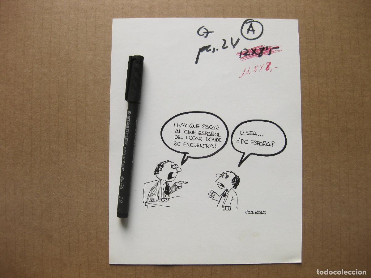 Arte: DIBUJO C&Oacute;MICO DEL ILUSTRADOR GONZALO DE 1973. CINE ESPA&Ntilde;OL. HUMOR GR&Aacute;FICO