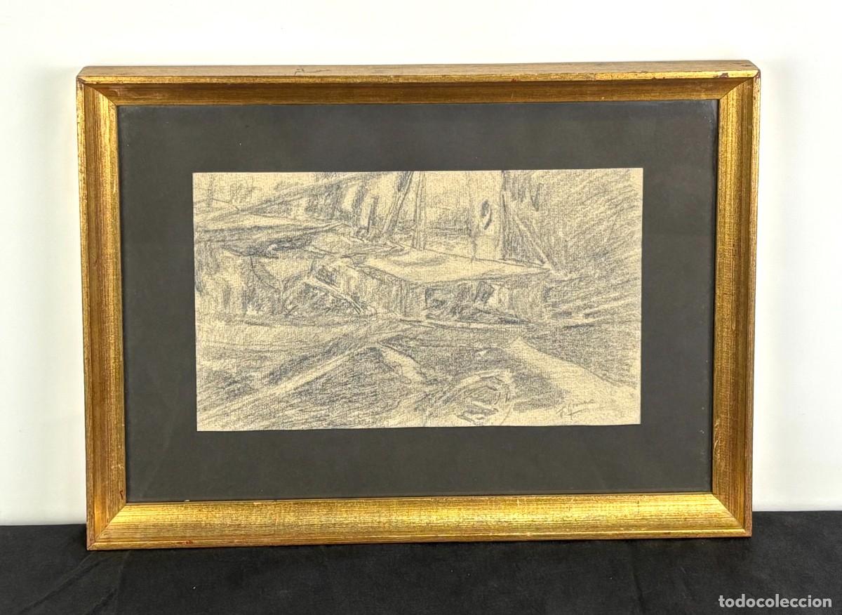 Arte: FRANCESC GIMENO- ESCENA PORTUARIA - DIBUJO A L&Aacute;PIZ