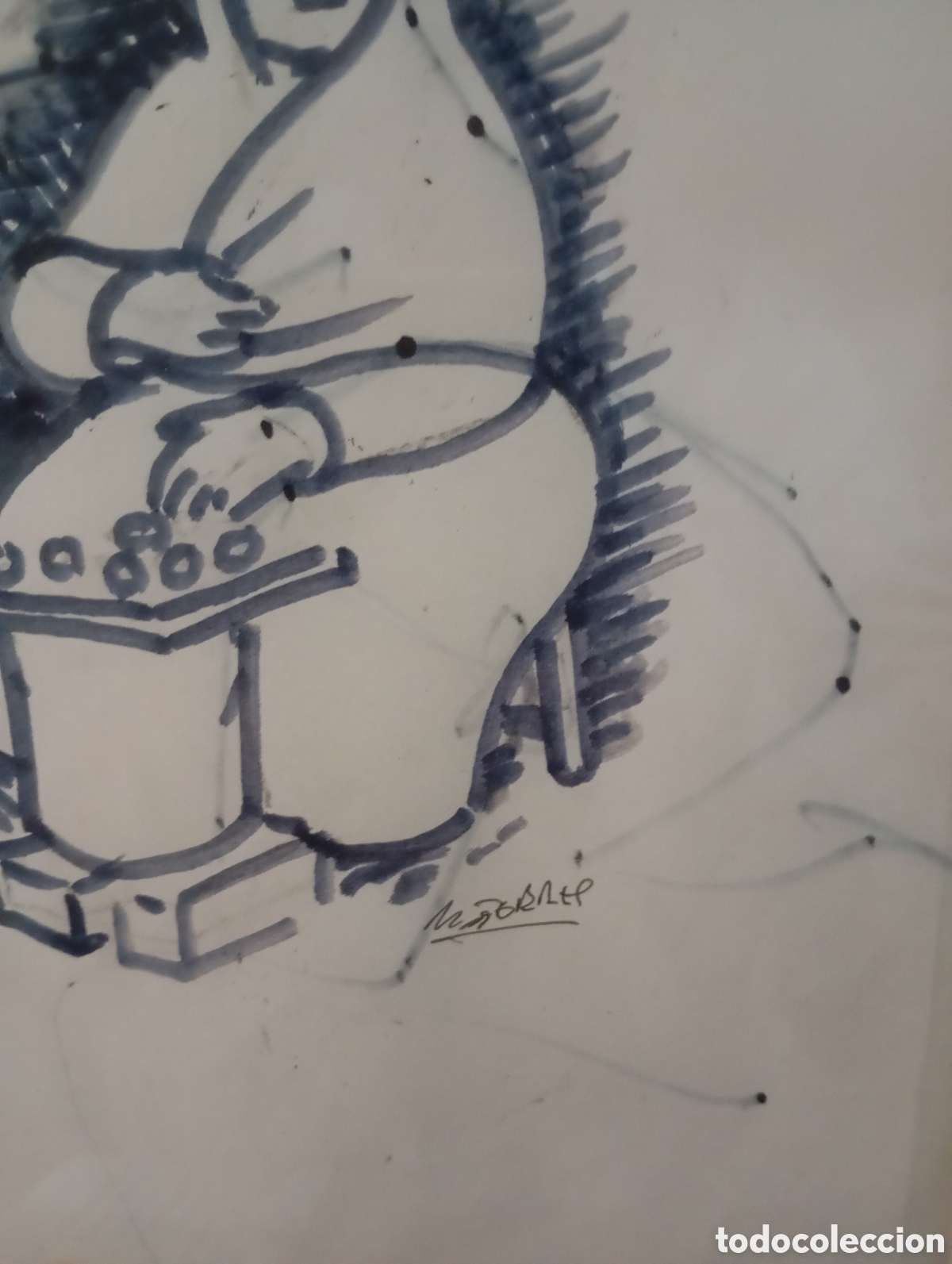Arte: Pintura gallega rotuladores t&eacute;cnica mixta de Manuel Torres Mart&iacute;nez (Mar&iacute;n, Pontevedra 1901-1955)
