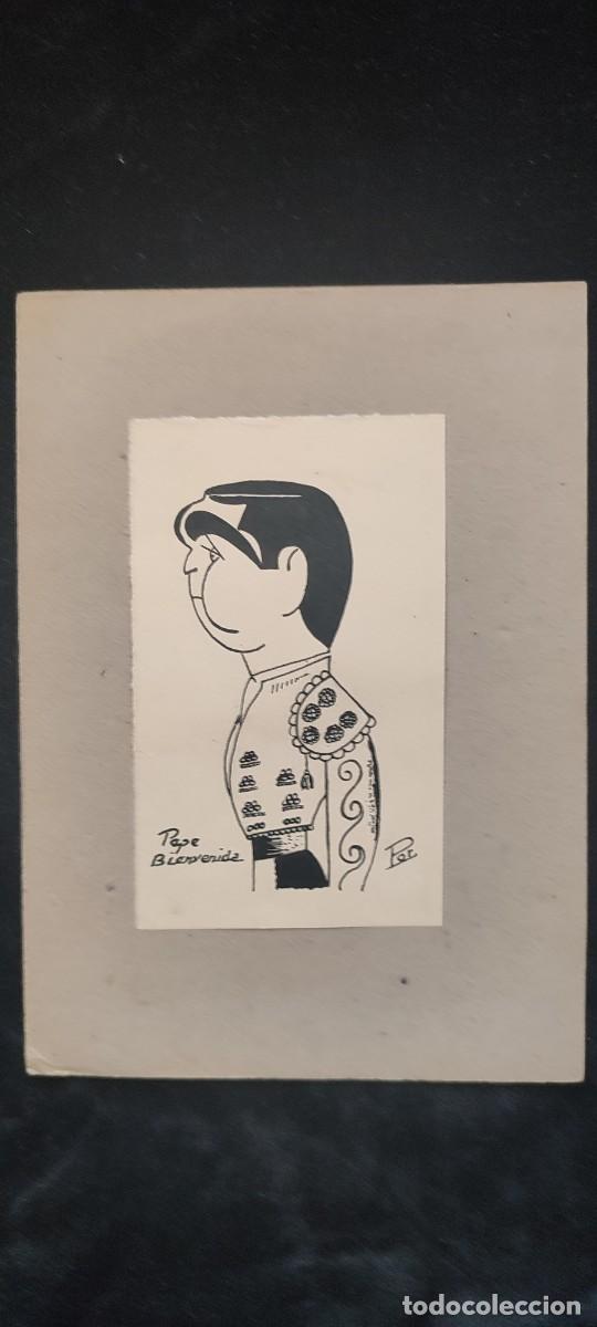 Kunst: Dibujo vi&ntilde;eta a plumilla del torero Pepe Bienvenida realizado por el dibujante Por.