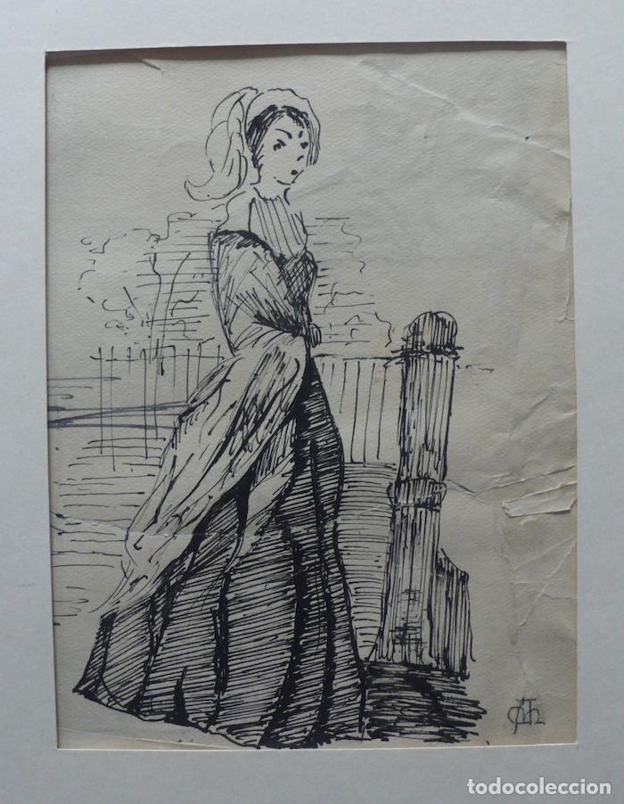 Arte: LOTE DE 6 DIBUJOS TINTA - Foto 5