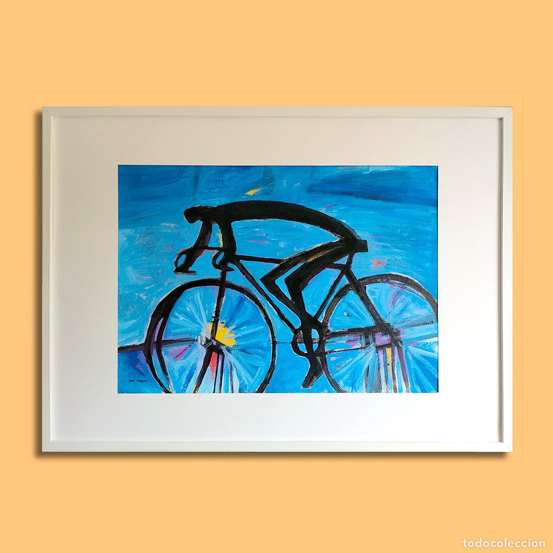 Arte: SOBRE RUEDAS. La bicicleta. Marco 50 x 70 cms. Obra original firmada