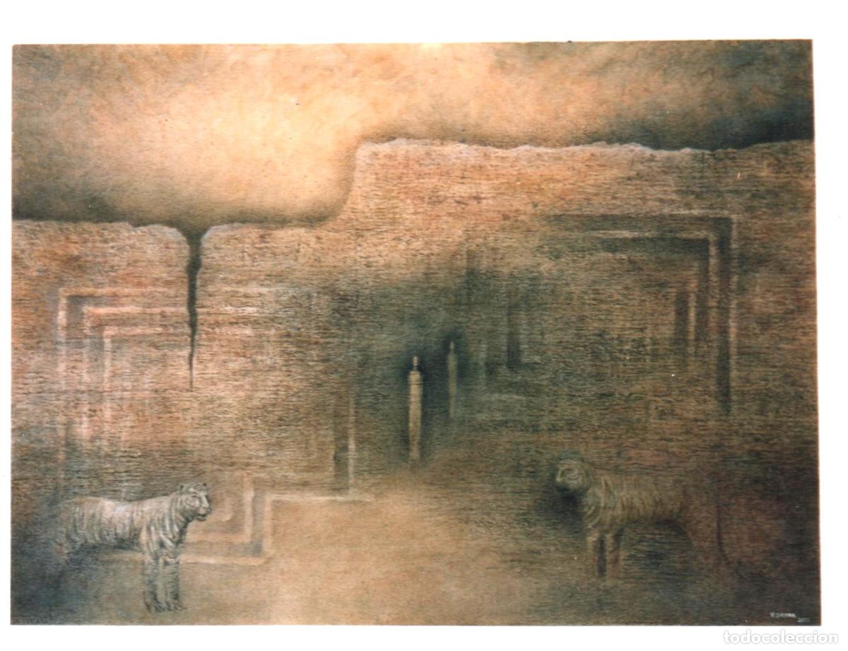 Art: VIVIANA SIERRA EL ENFRENTAMIENTO MONONOTIPO ACUARELA GRAFITO L&Aacute;PIZ COLOR OBRA &Uacute;NICA 2002 FIRMADA