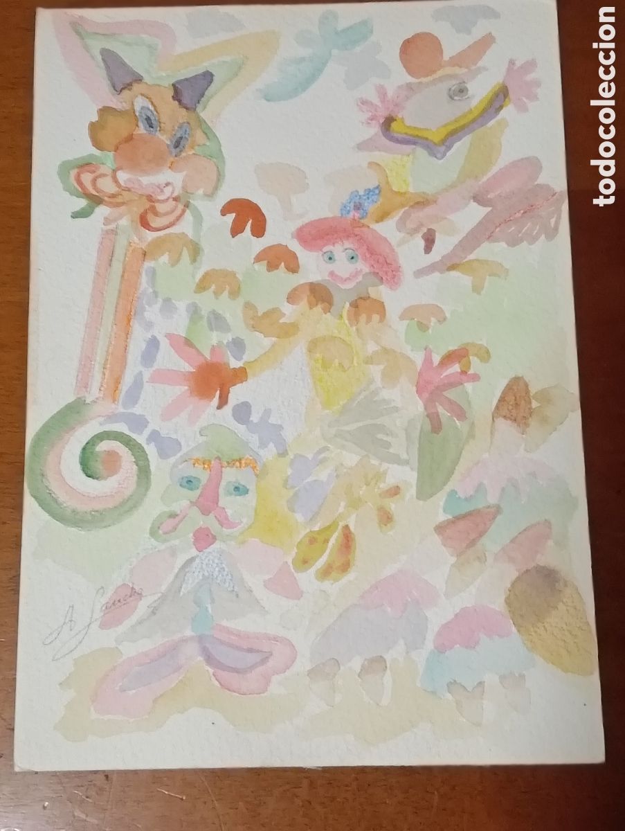 Art: Acuarela Dibujo por el prestigioso Pintor A. Sancho Barcelona