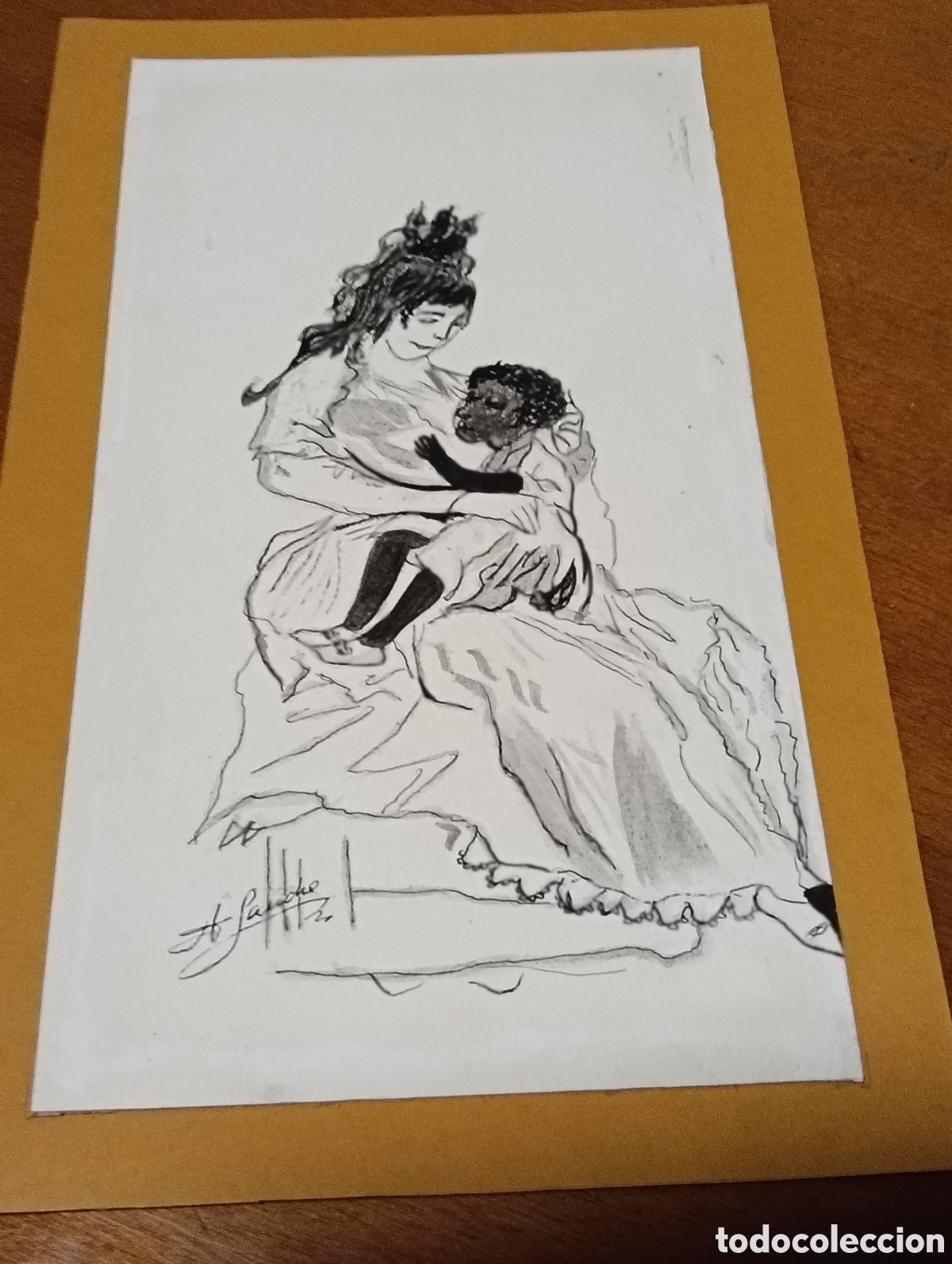 Art: Acuarela Dibujo por el prestigioso Pintor A. Sancho Barcelona