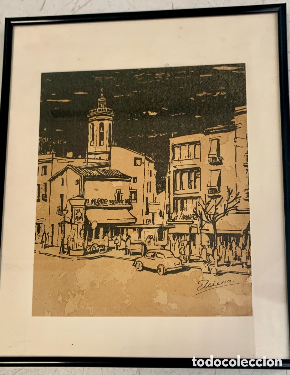 Art: Emili Hierro 1930-2016, Sabadell, rinc&oacute;n del paseo de sabadell, 17,5x21 obra