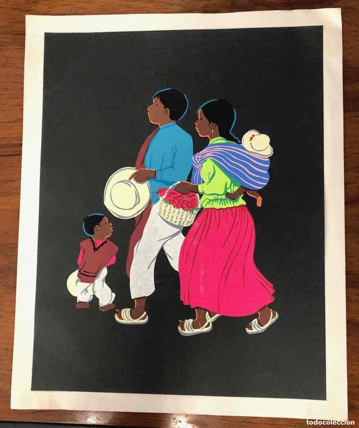 Arte: DIBUJO ORIGINAL GOUACHE TIPOS MEXICO. REALIZADO POR M. GARCIA URTIAGA, 1967