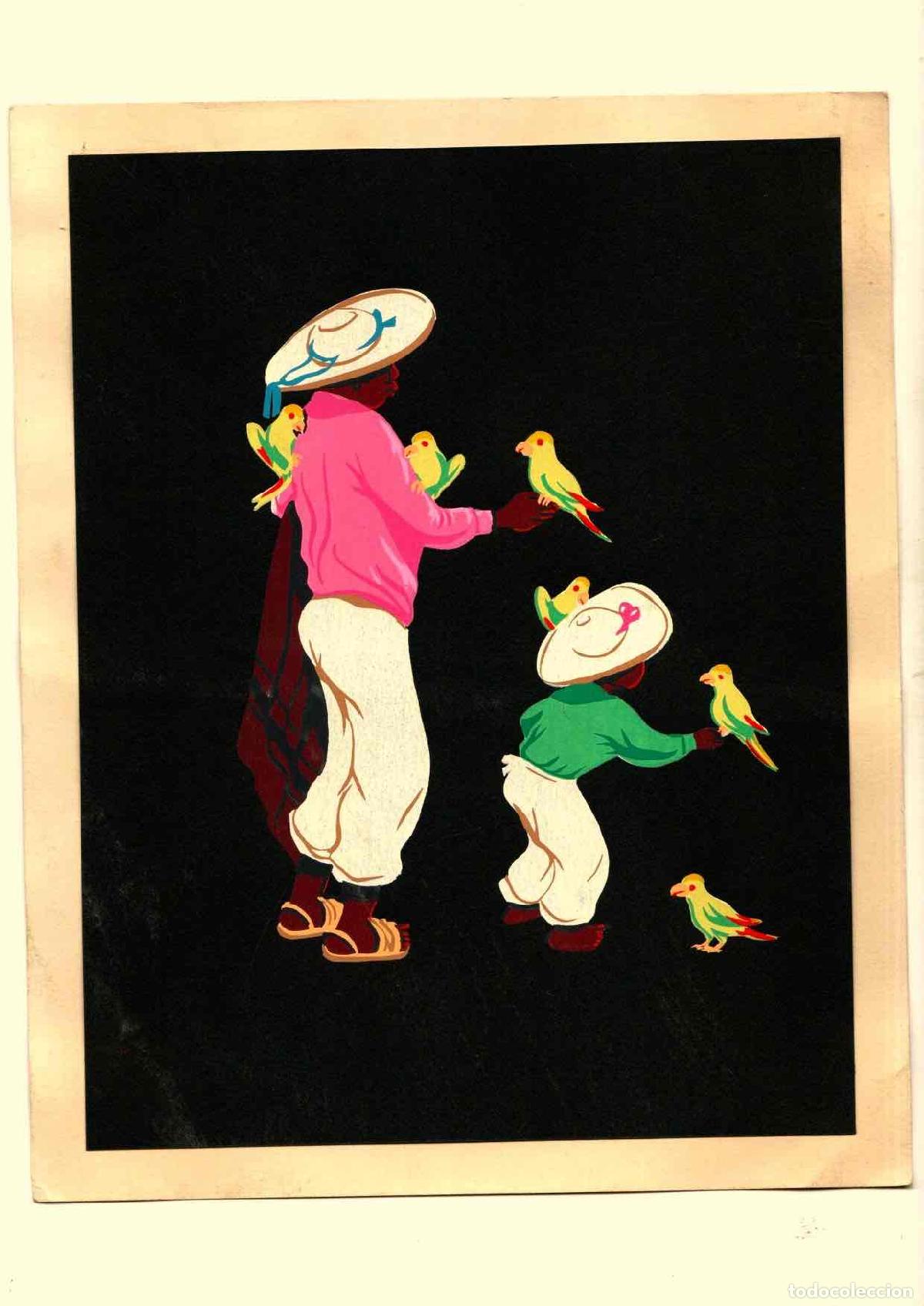 Art: DIBUJO ORIGINAL GOUACHE TIPOS MEXICO. REALIZADO POR M. GARCIA URTIAGA, A&Ntilde;OS 70