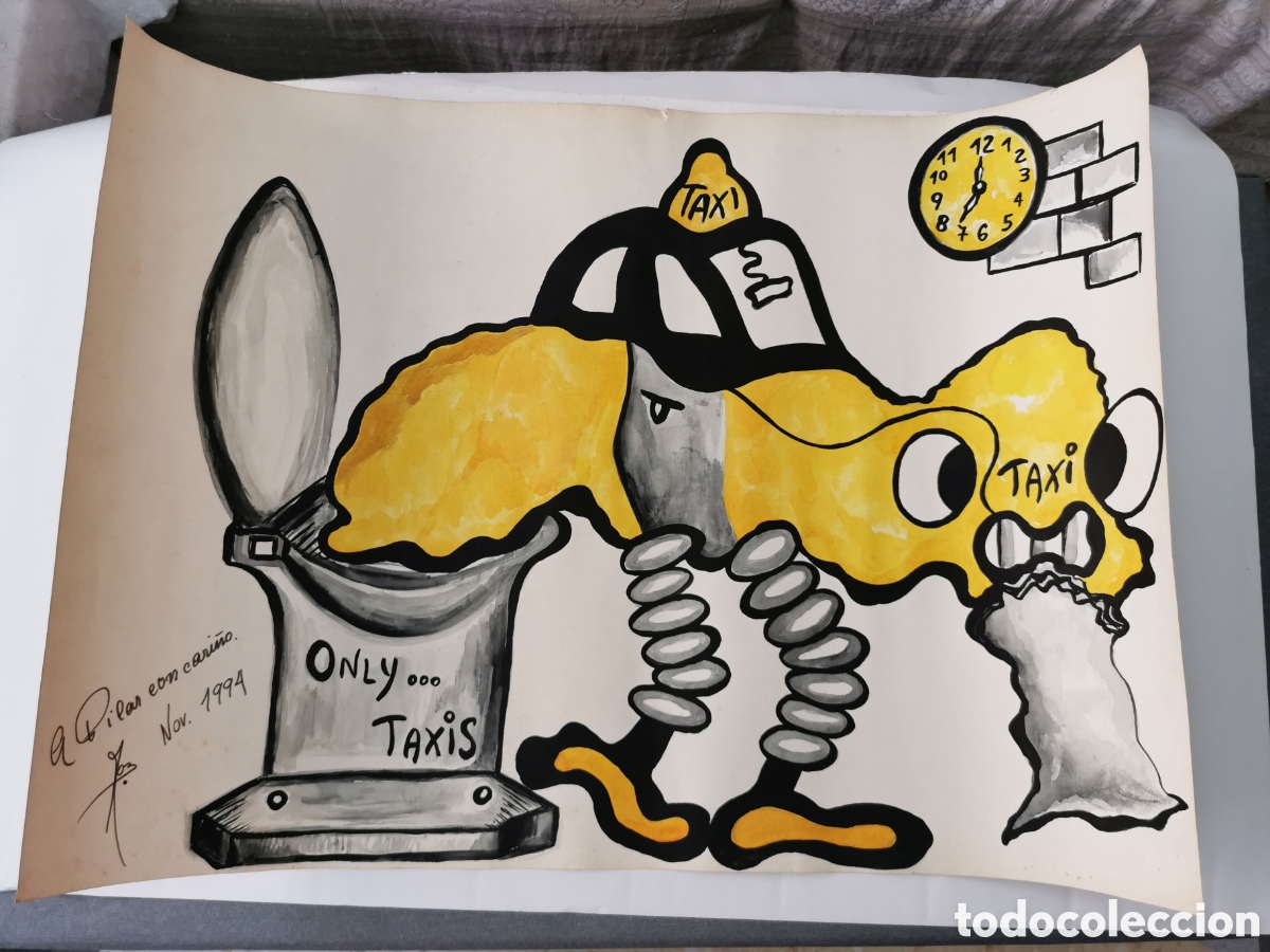 Art: Dibujo original representando a un Taxi. Desconozco el autor. 70x50cm