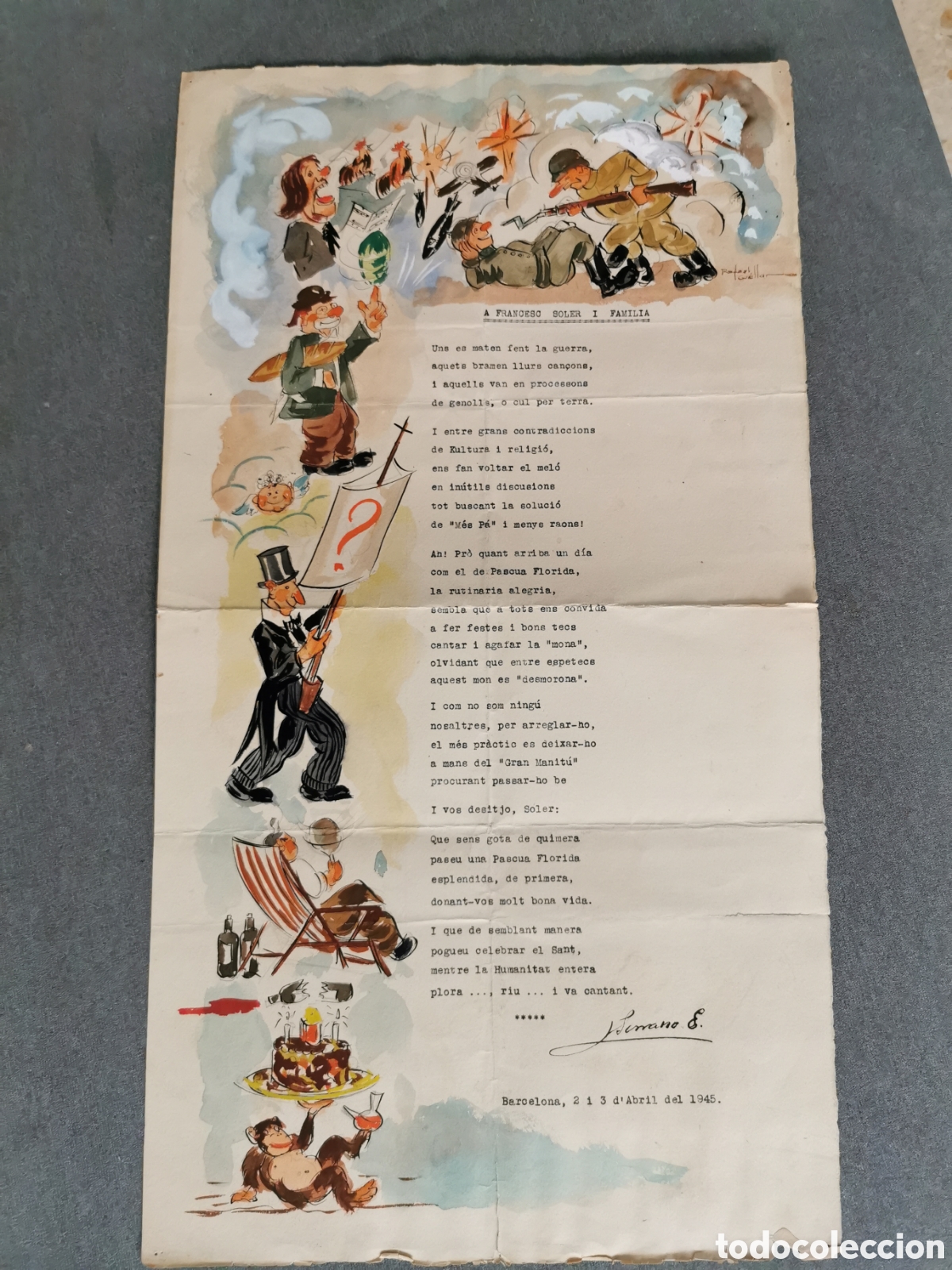 Art: Poesia y dibujo original. 1945. Desconozco autor